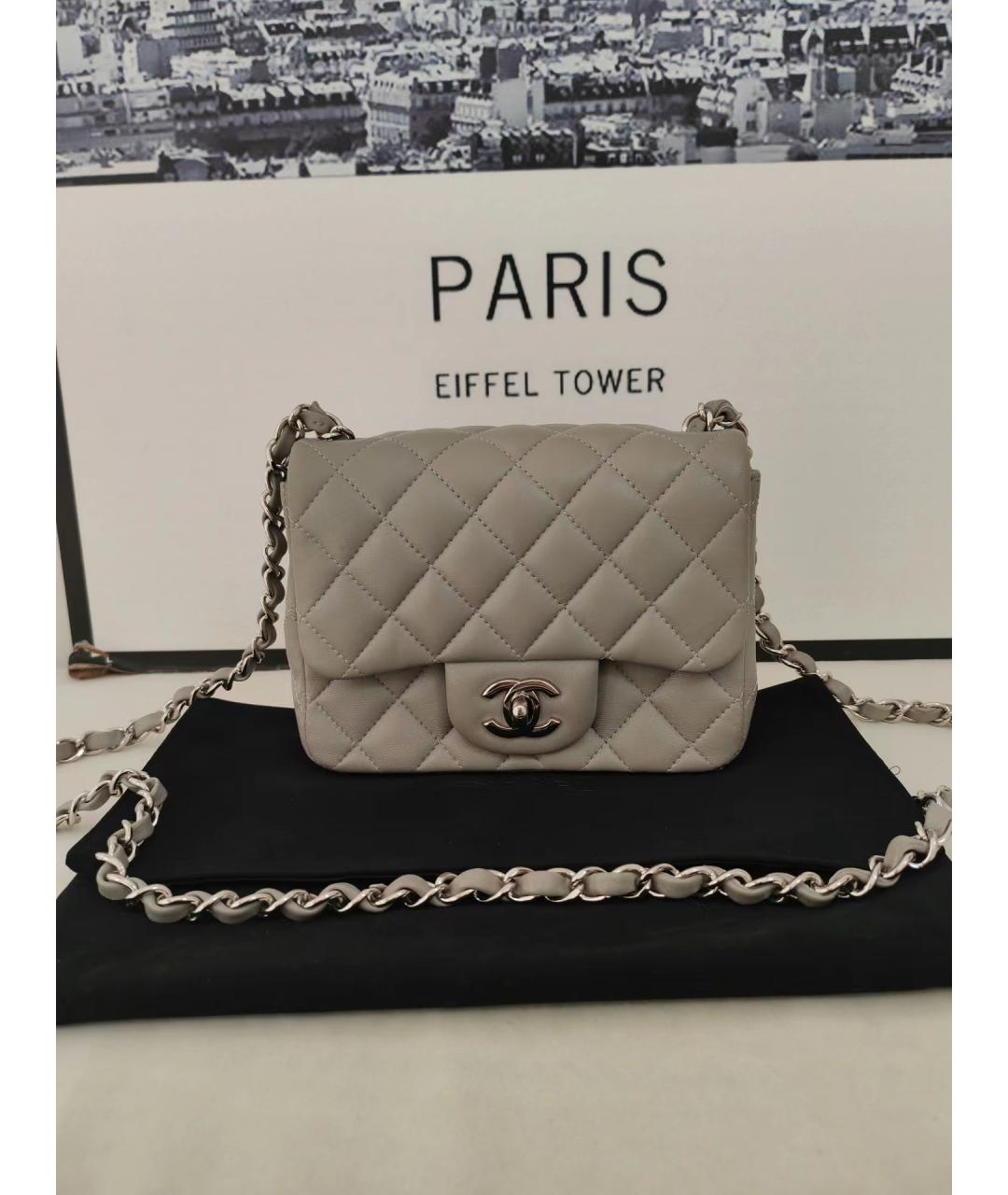 CHANEL Серая кожаная сумка через плечо, фото 6