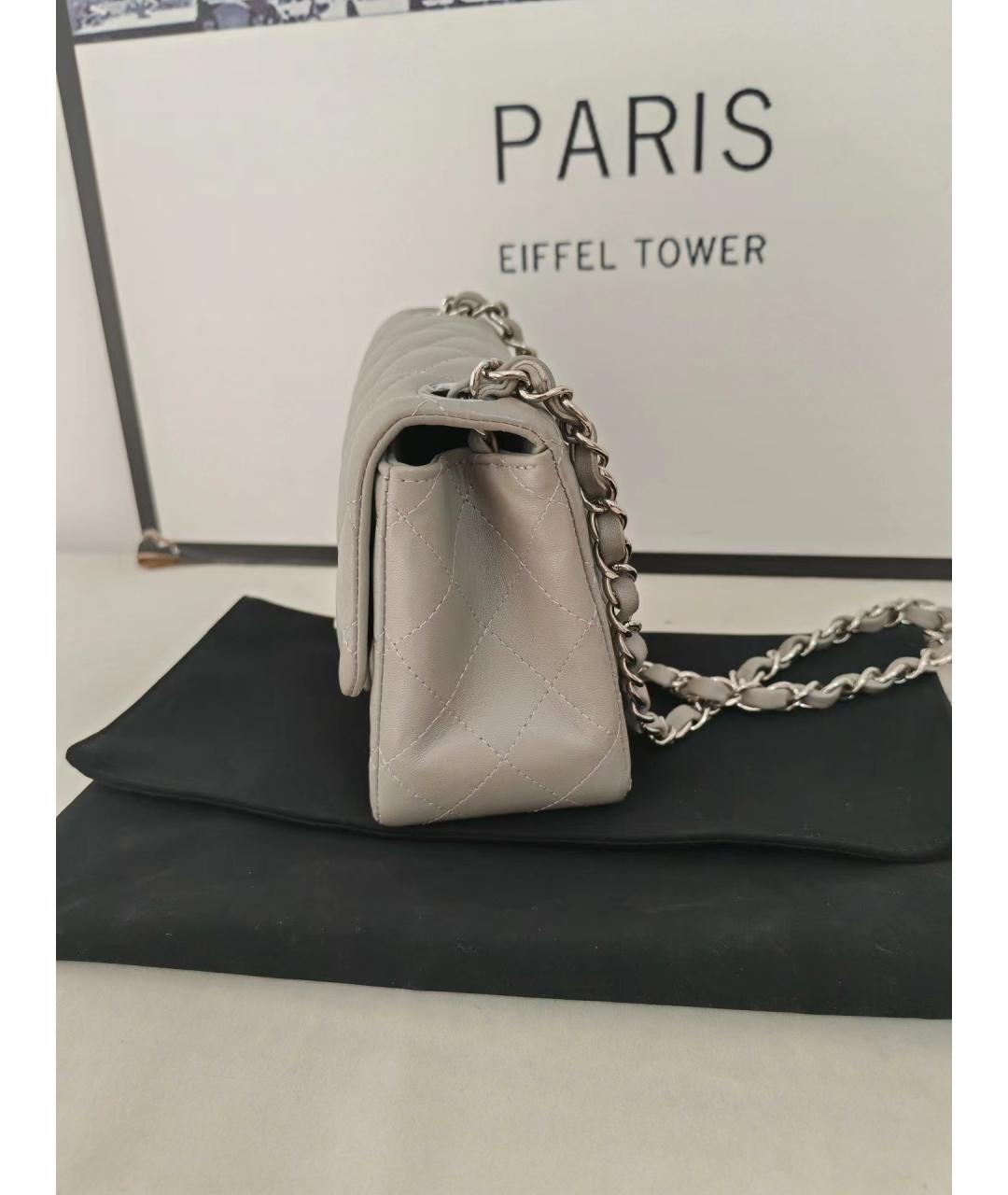 CHANEL Серая кожаная сумка через плечо, фото 4