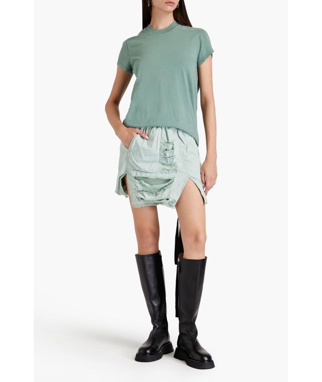 RICK OWENS DRKSHDW Бирюзовая хлопковая юбка мини, фото 5