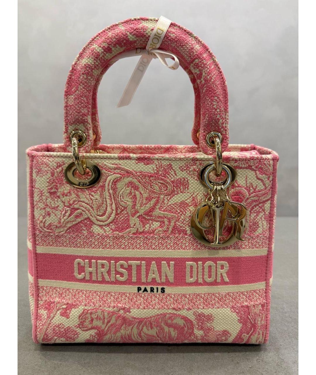 CHRISTIAN DIOR Розовая жаккардовая сумка с короткими ручками, фото 9