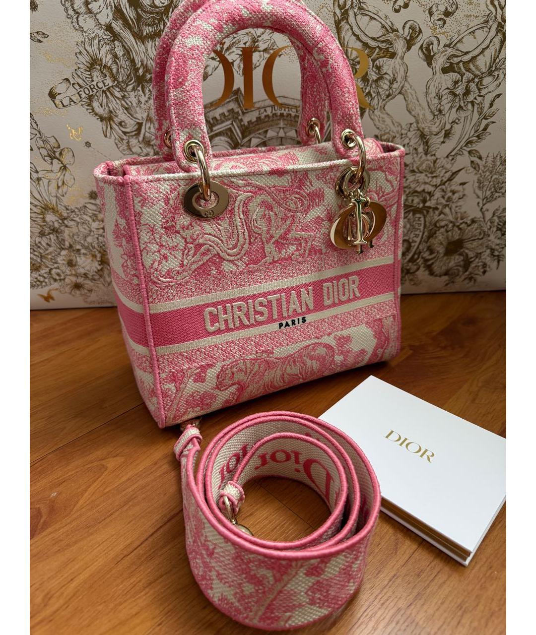 CHRISTIAN DIOR Розовая жаккардовая сумка с короткими ручками, фото 8