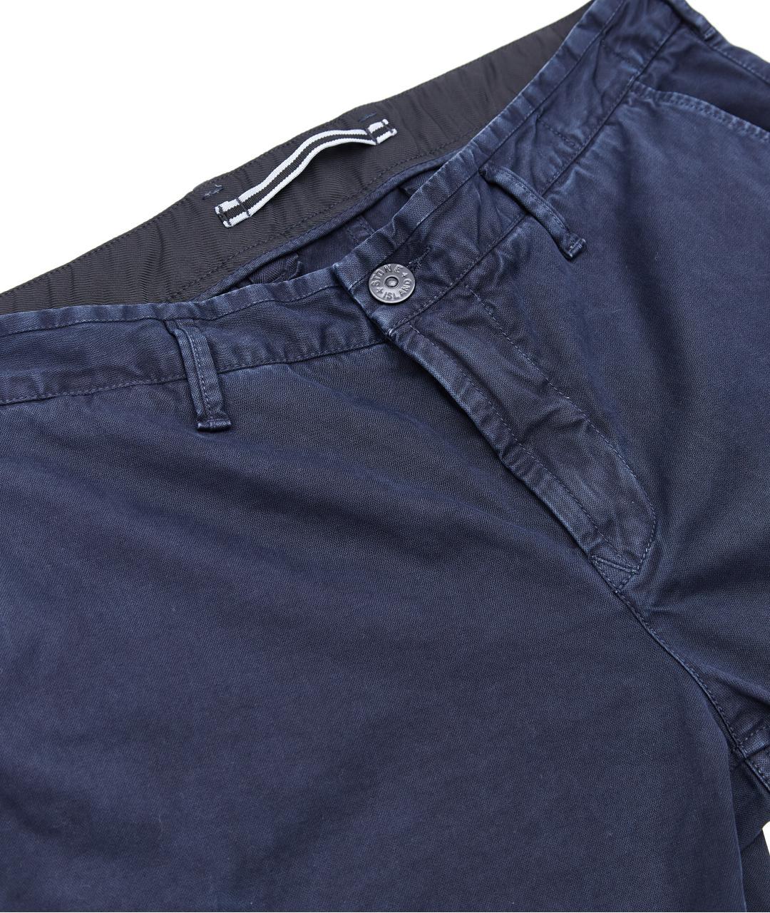 STONE ISLAND Темно-синие хлопковые повседневные брюки, фото 3