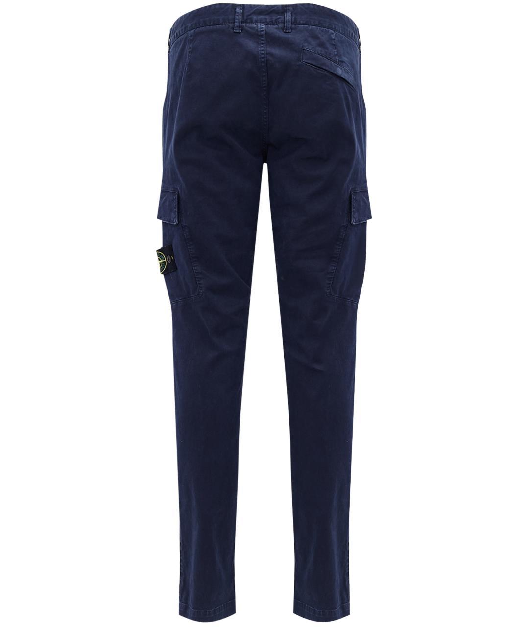 STONE ISLAND Темно-синие хлопковые повседневные брюки, фото 2