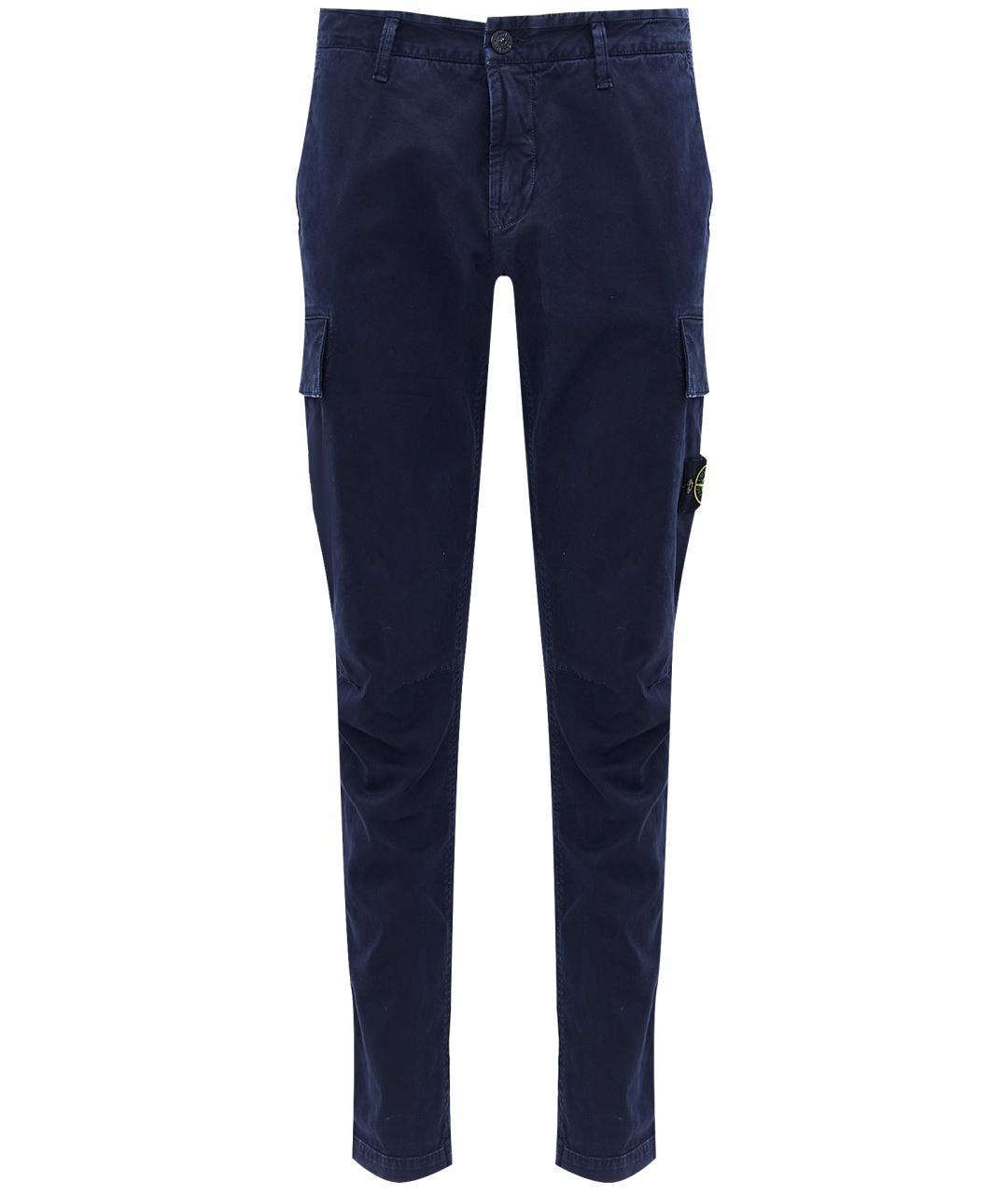 STONE ISLAND Темно-синие хлопковые повседневные брюки, фото 1