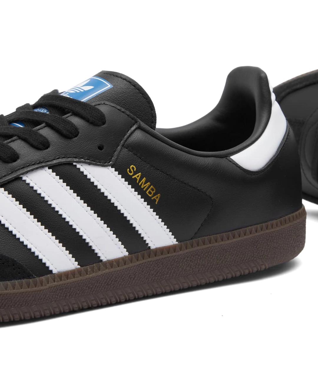 ADIDAS Черные кожаные кроссовки, фото 3