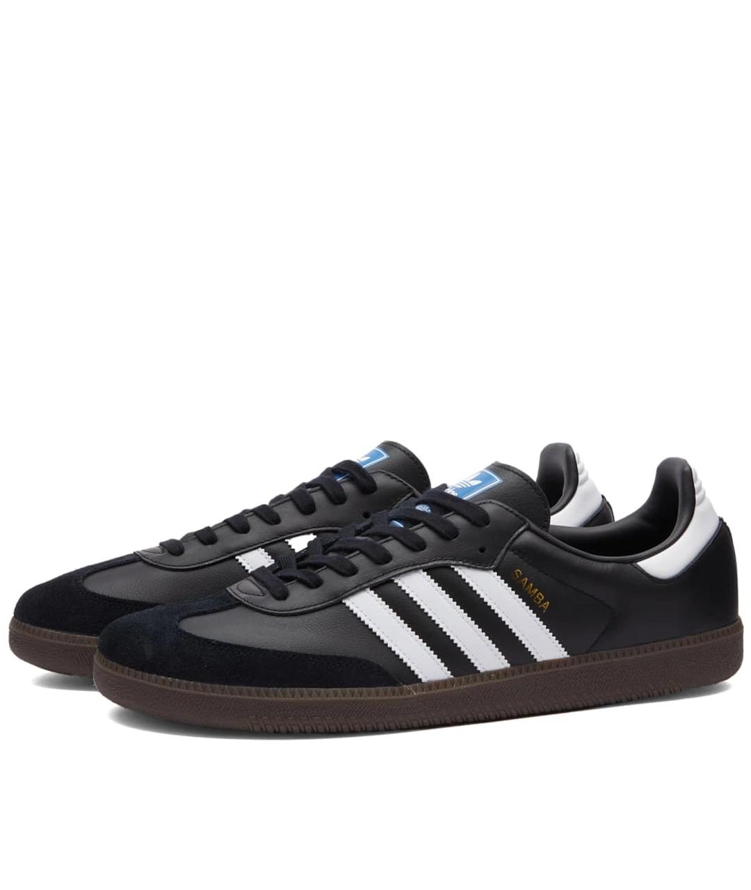 ADIDAS Черные кожаные кроссовки, фото 2