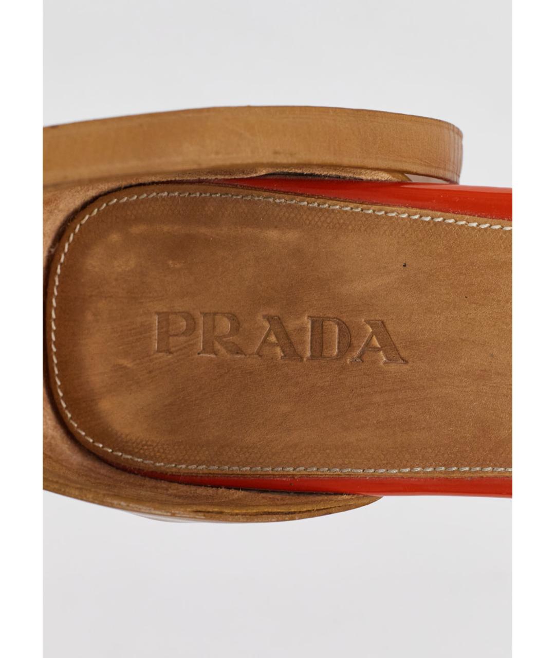 PRADA Оранжевое босоножки из лакированной кожи, фото 5