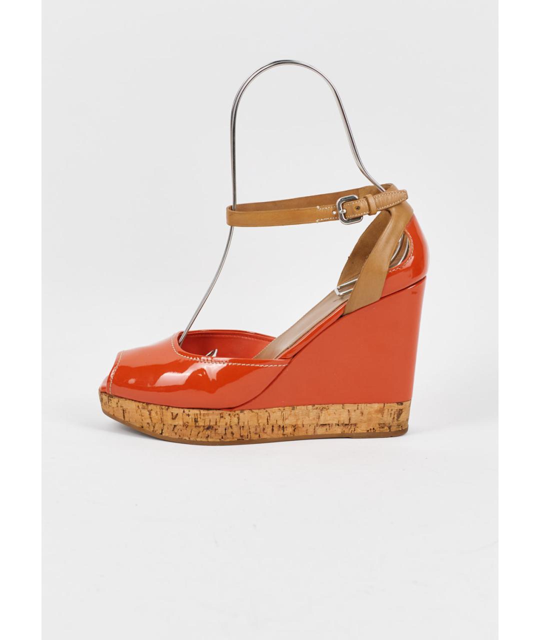 PRADA Оранжевое босоножки из лакированной кожи, фото 6