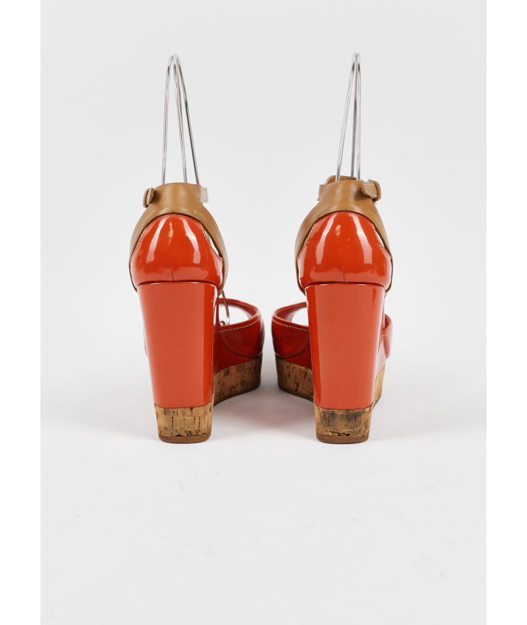 PRADA Оранжевое босоножки из лакированной кожи, фото 4