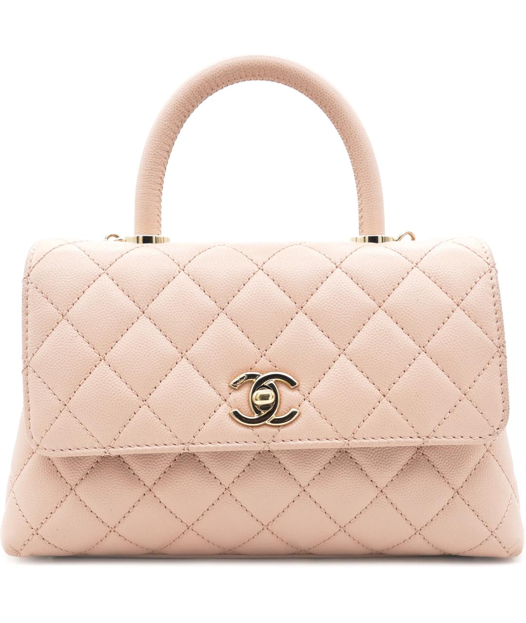 CHANEL Коралловая кожаная сумка с короткими ручками, фото 1