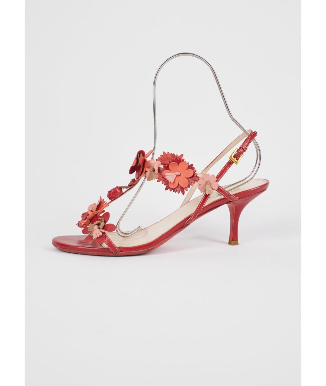 PRADA Красные кожаные босоножки, фото 6