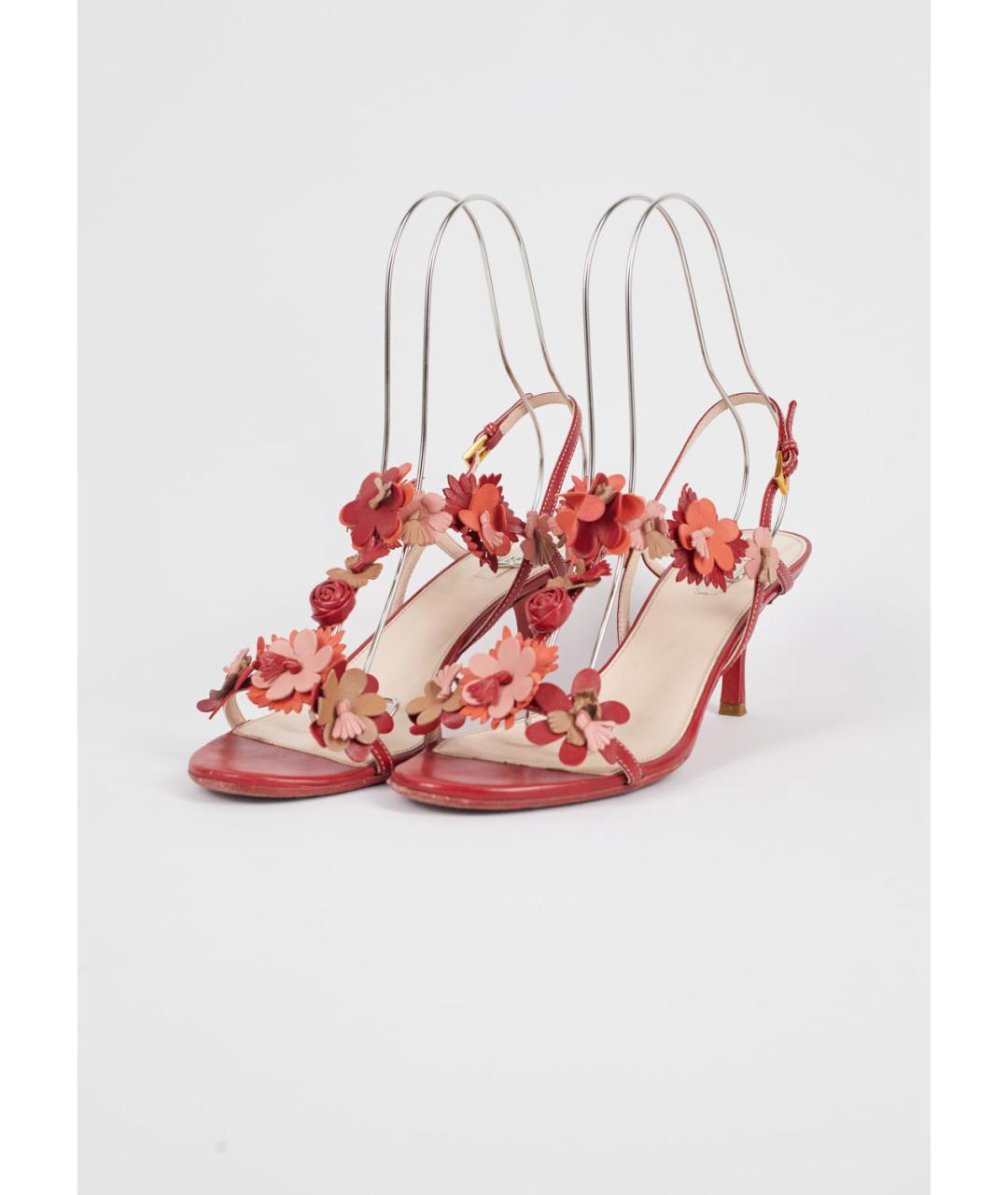 PRADA Красные кожаные босоножки, фото 3