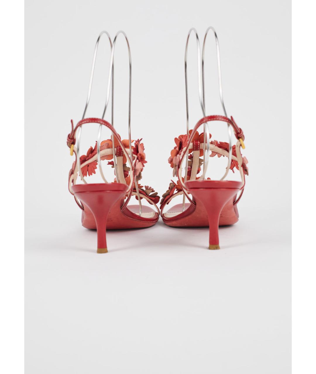 PRADA Красные кожаные босоножки, фото 4
