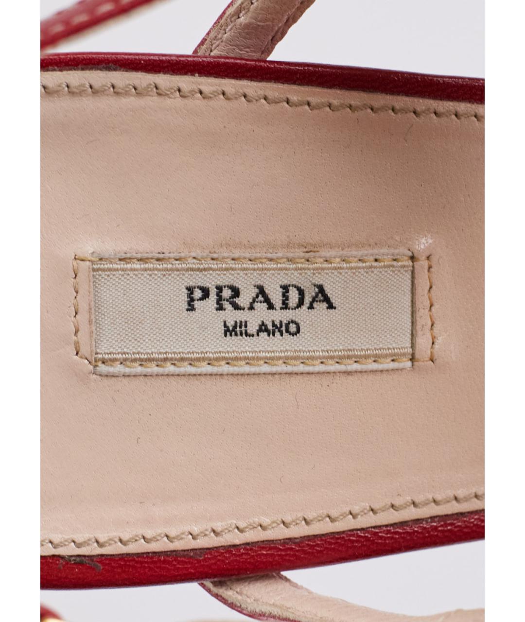 PRADA Красные кожаные босоножки, фото 5