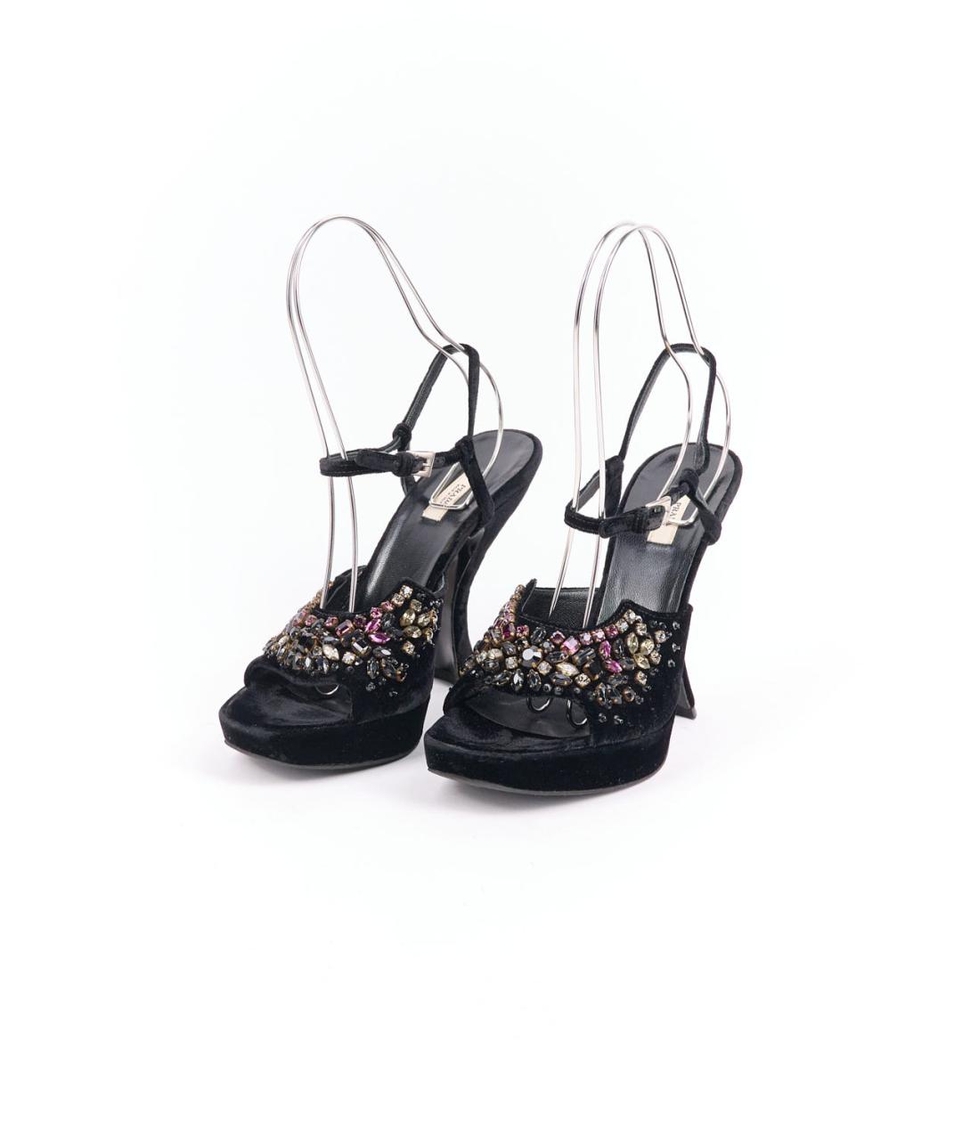 PRADA Черные текстильные босоножки, фото 3