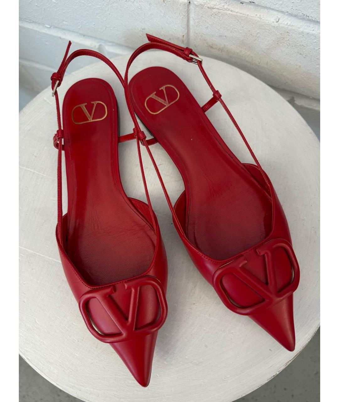 VALENTINO Красные кожаные балетки, фото 2