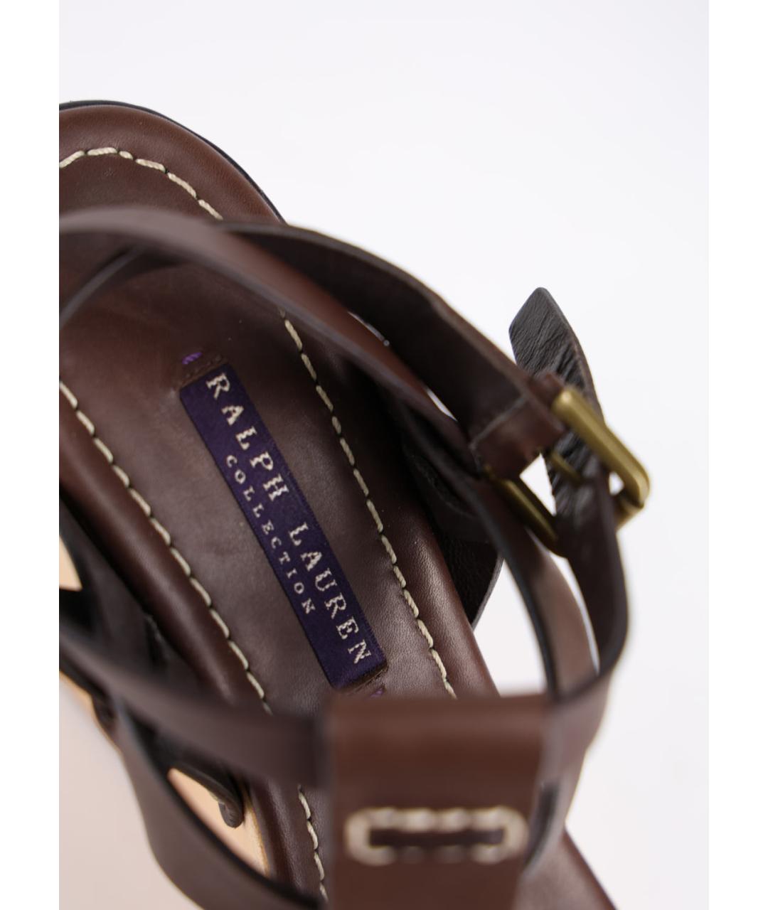 RALPH LAUREN Коричневые кожаные босоножки, фото 5