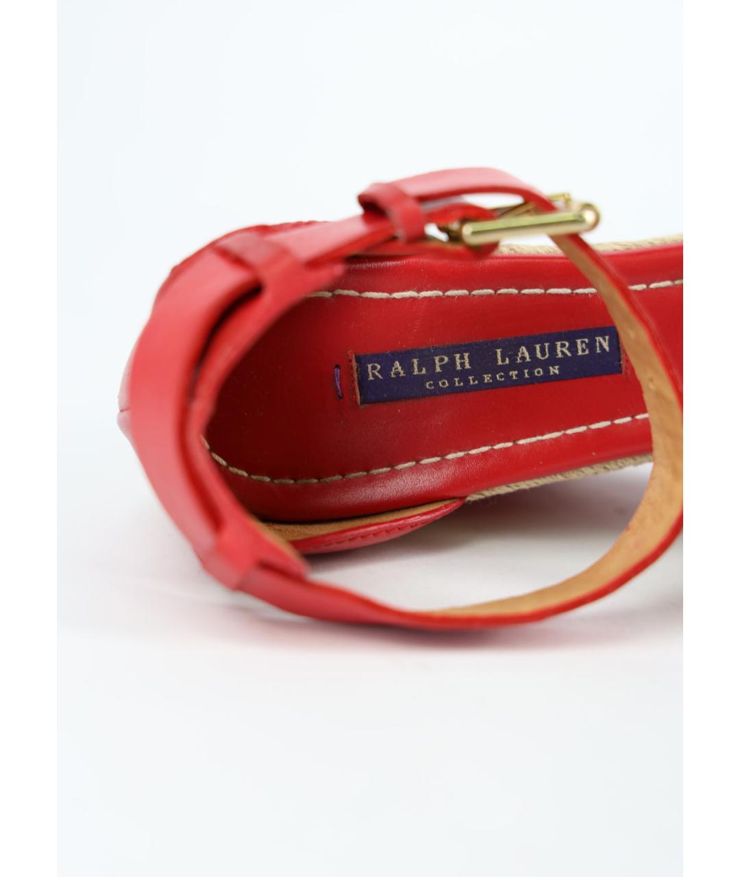RALPH LAUREN Красные кожаные босоножки, фото 5
