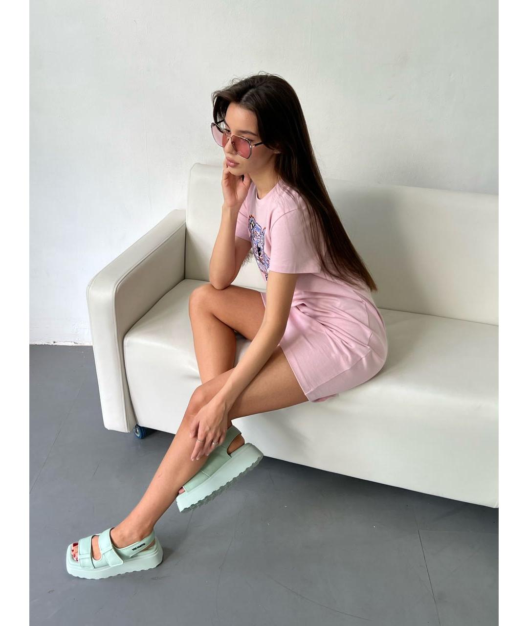 KENZO Розовое хлопковое повседневное платье, фото 4
