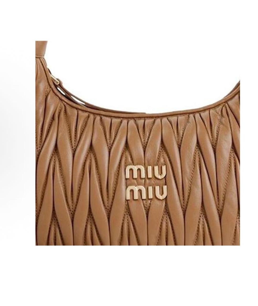 MIU MIU Коричневая кожаная сумка через плечо, фото 4