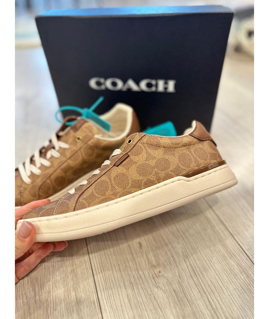 COACH Бежевые кожаные кеды, фото 5