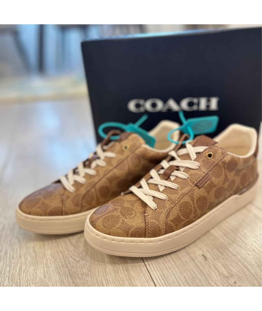 COACH Бежевые кожаные кеды, фото 2
