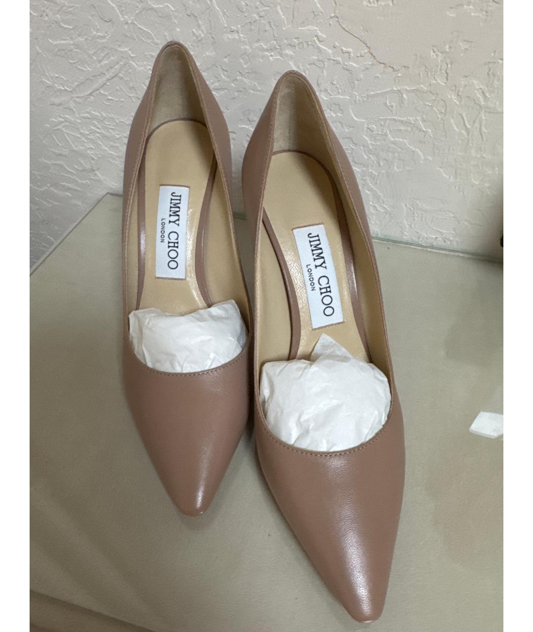 JIMMY CHOO Бежевые кожаные туфли, фото 8