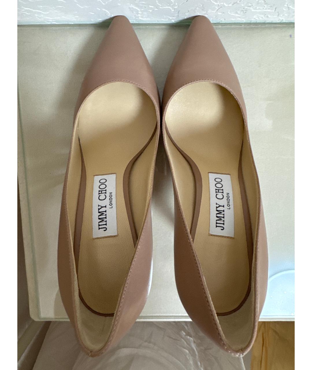 JIMMY CHOO Бежевые кожаные туфли, фото 3