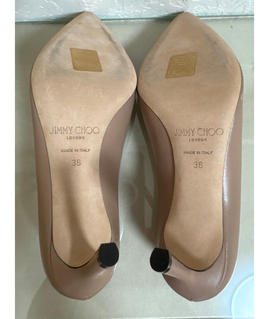 JIMMY CHOO Бежевые кожаные туфли, фото 5