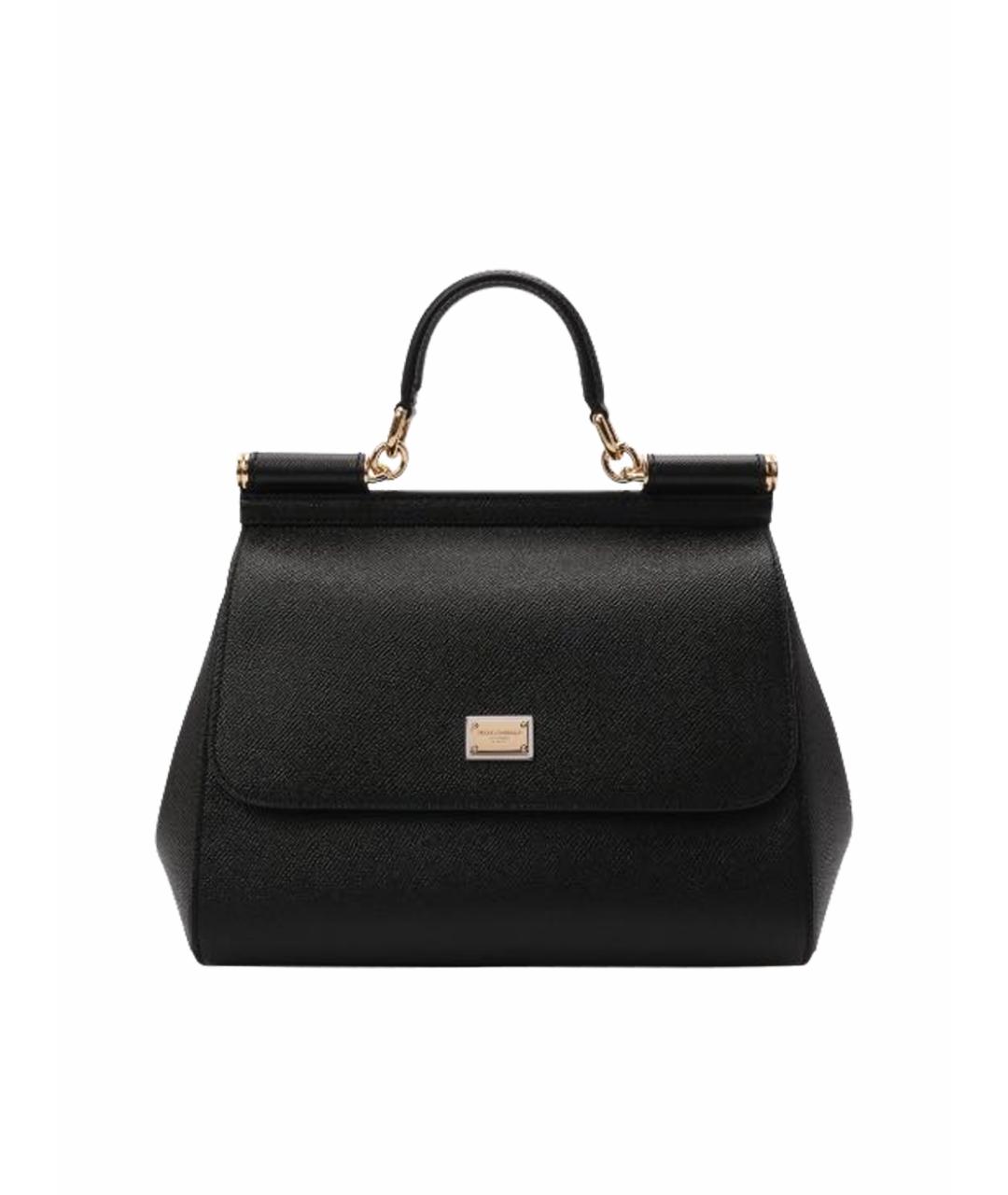 DOLCE&GABBANA Черная кожаная сумка с короткими ручками, фото 1