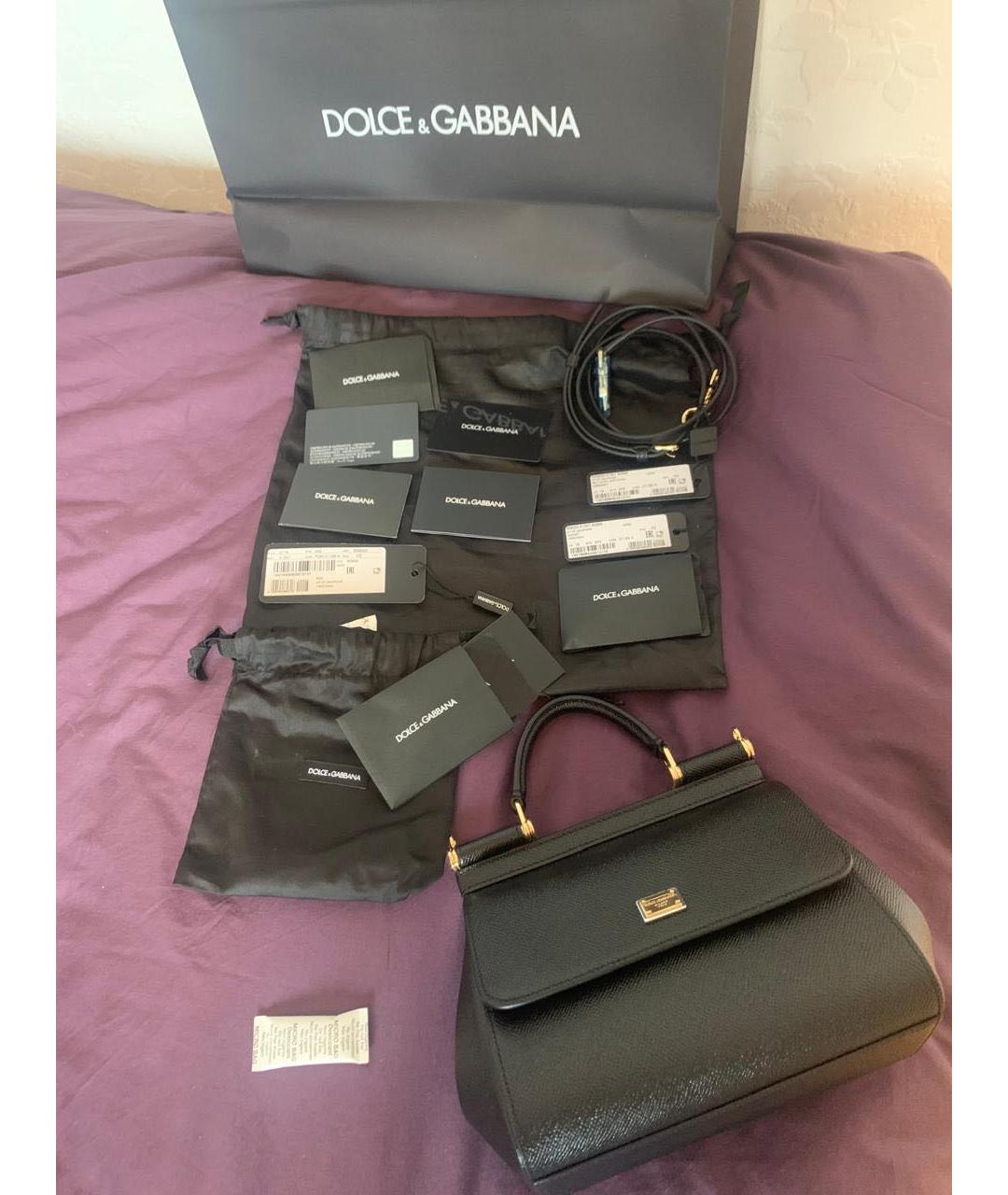 DOLCE&GABBANA Черная кожаная сумка с короткими ручками, фото 3
