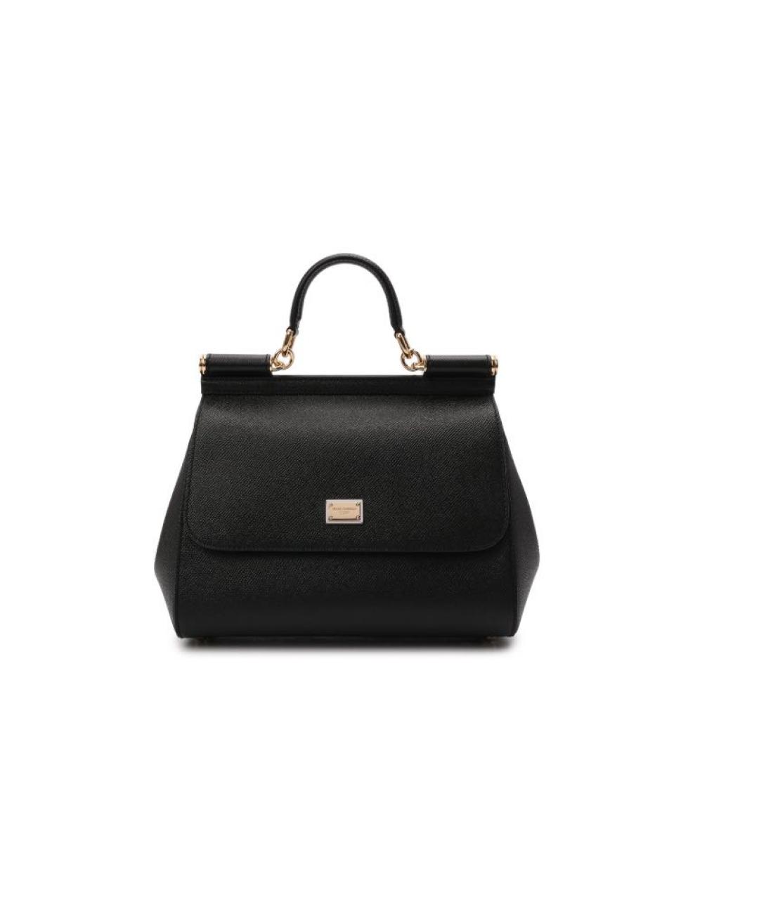 DOLCE&GABBANA Черная кожаная сумка с короткими ручками, фото 6