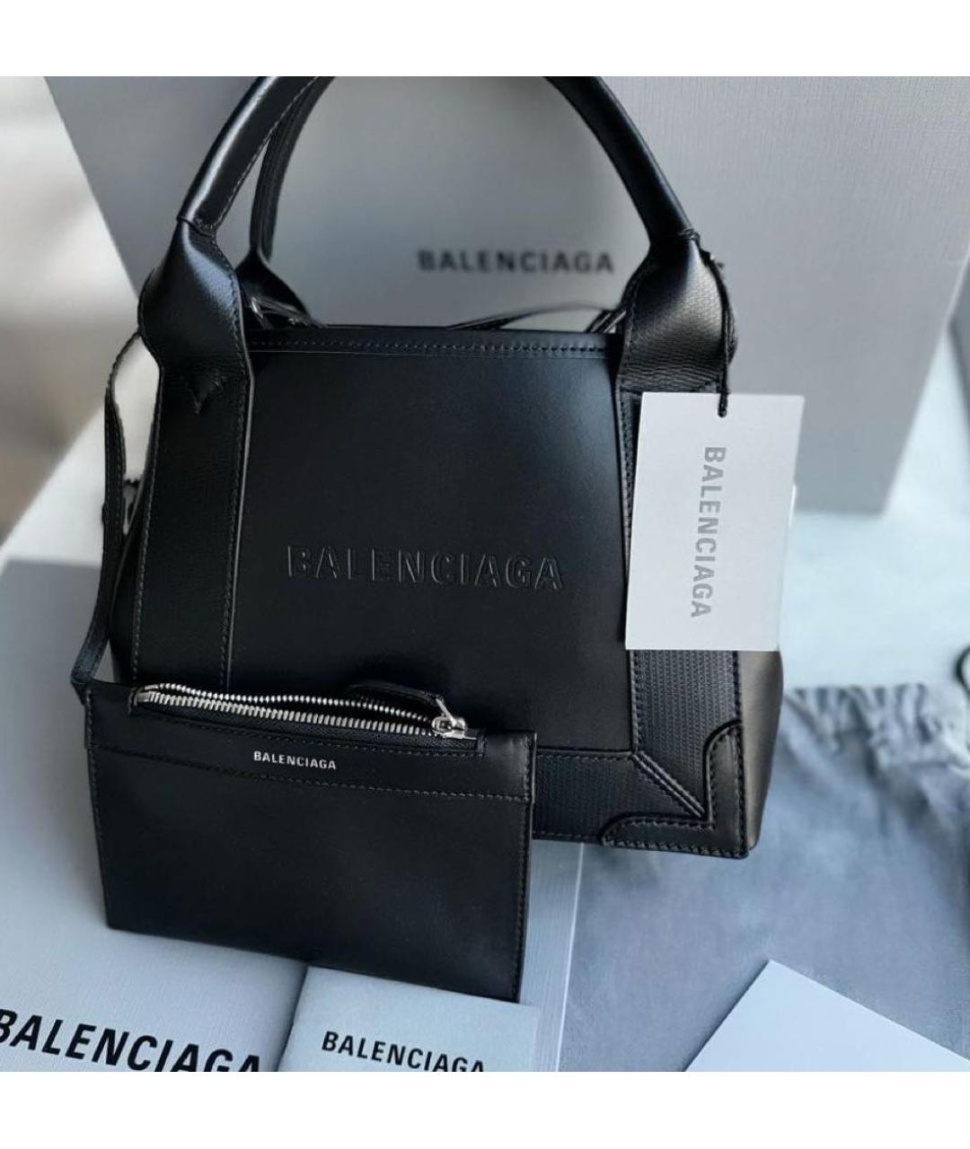 BALENCIAGA Черная кожаная сумка тоут, фото 2