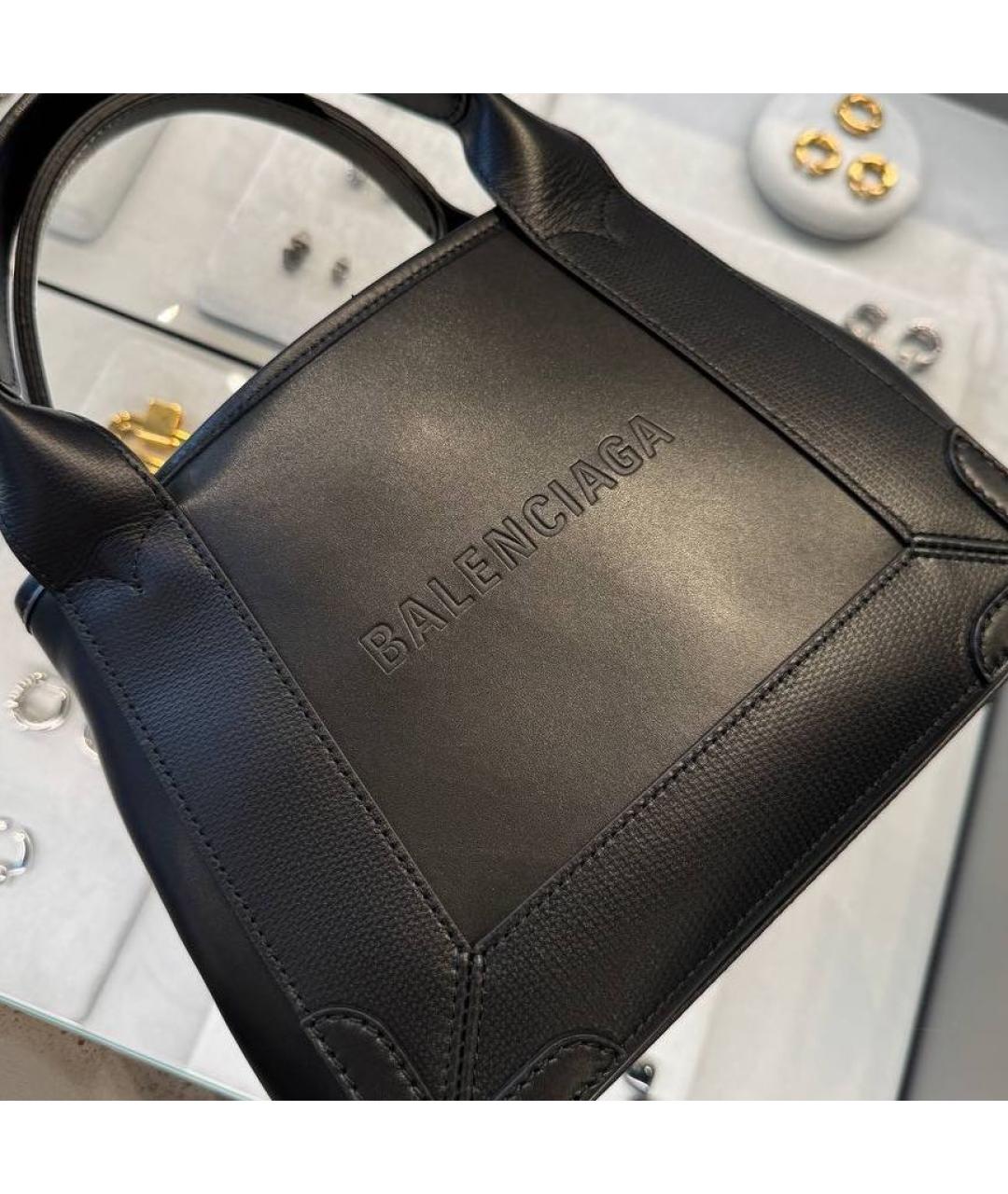 BALENCIAGA Черная кожаная сумка тоут, фото 5