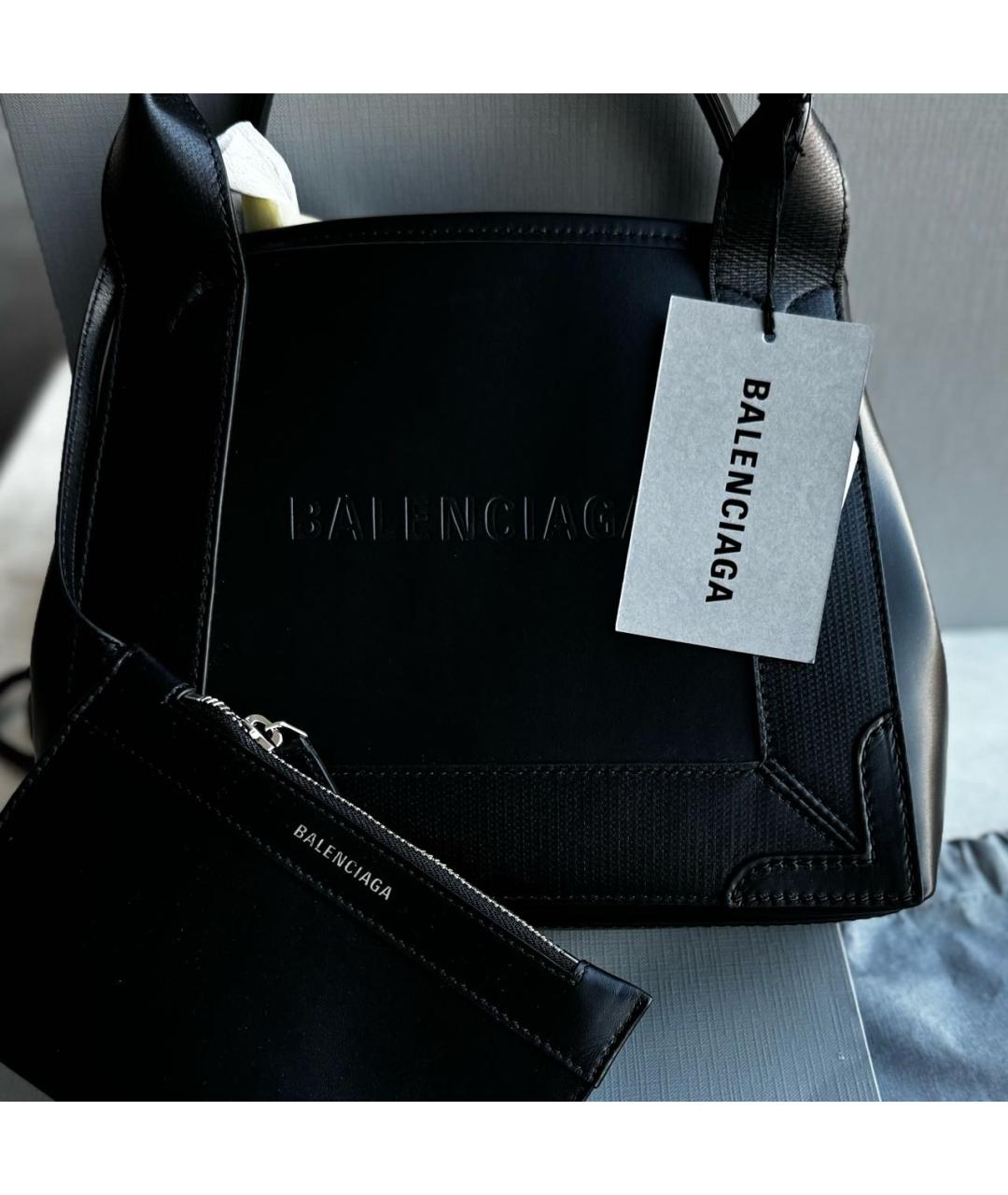 BALENCIAGA Черная кожаная сумка тоут, фото 6