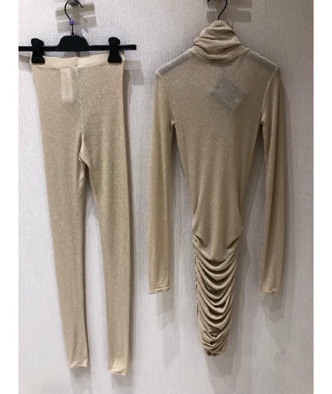 ELISABETTA FRANCHI Бежевый вискозный костюм с брюками, фото 9