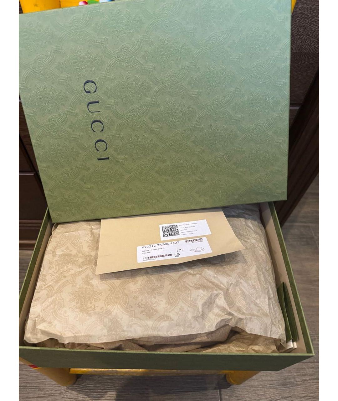 GUCCI Синие кожаные шлепанцы, фото 6