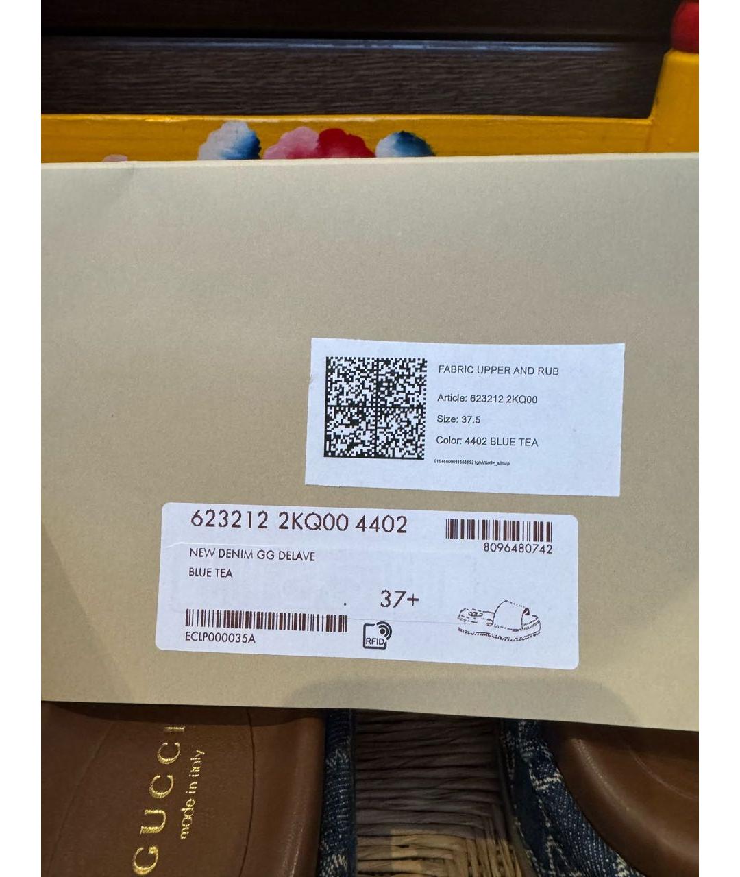 GUCCI Синие кожаные шлепанцы, фото 5