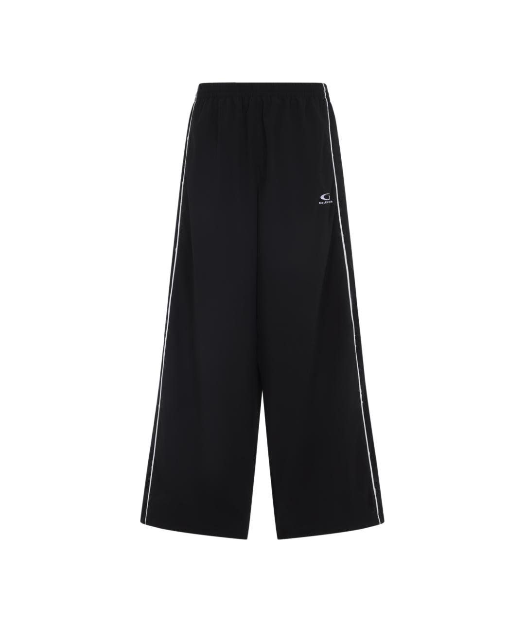 BALENCIAGA Черные полиэстеровые повседневные брюки, фото 1