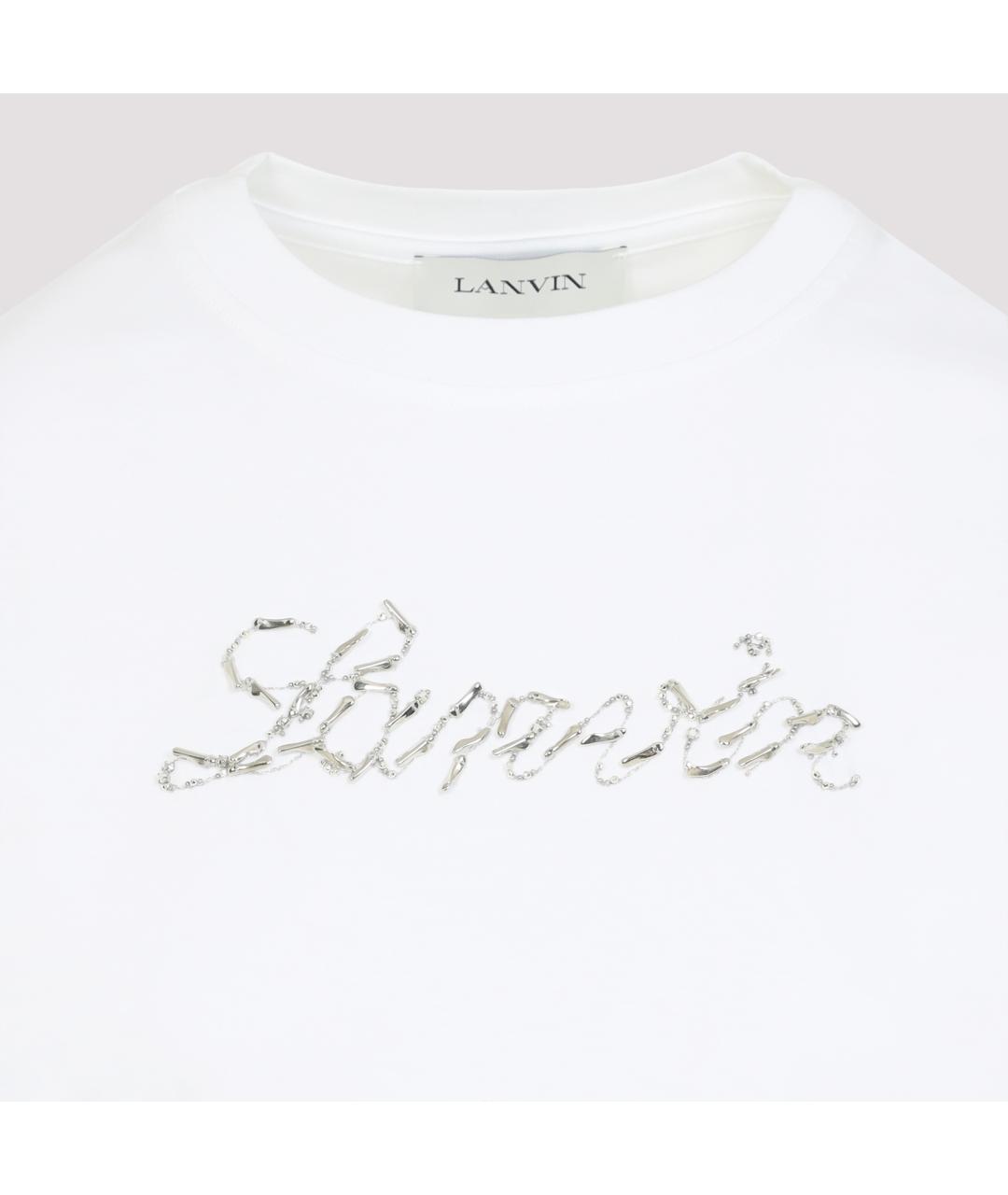 LANVIN Белая хлопковая футболка, фото 5