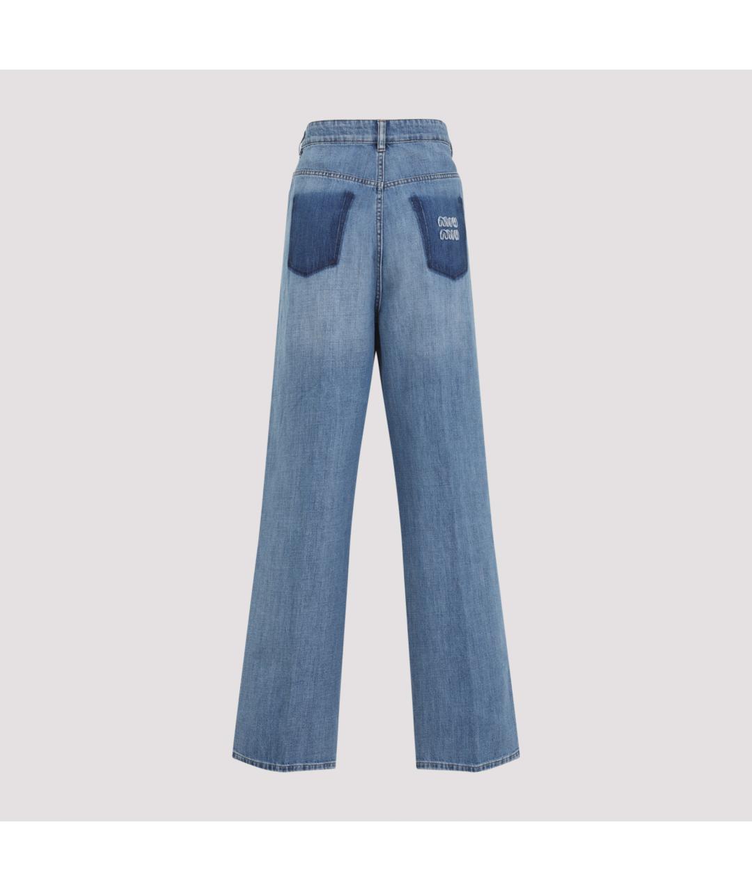 MIU MIU Голубые хлопковые прямые джинсы, фото 4