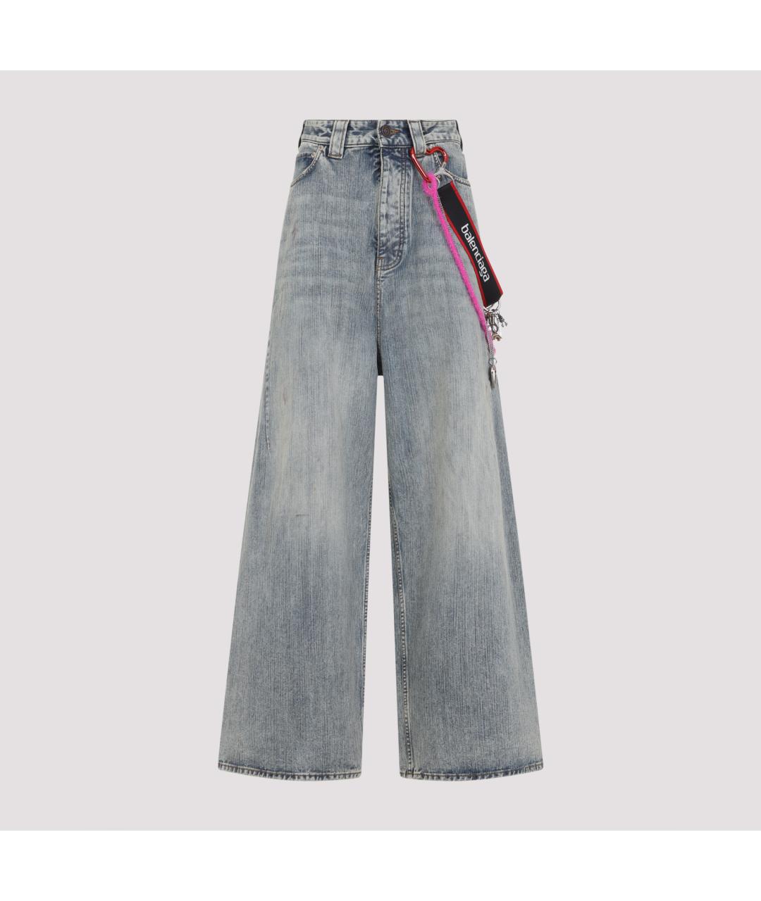 BALENCIAGA Голубые хлопковые прямые джинсы, фото 3