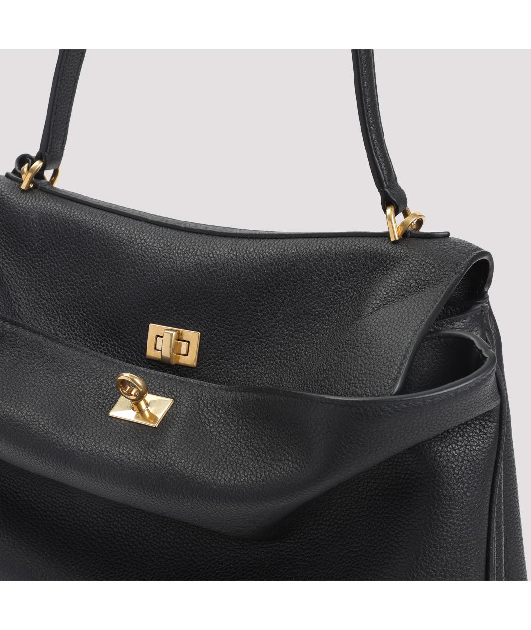 BALENCIAGA Черная кожаная сумка тоут, фото 3