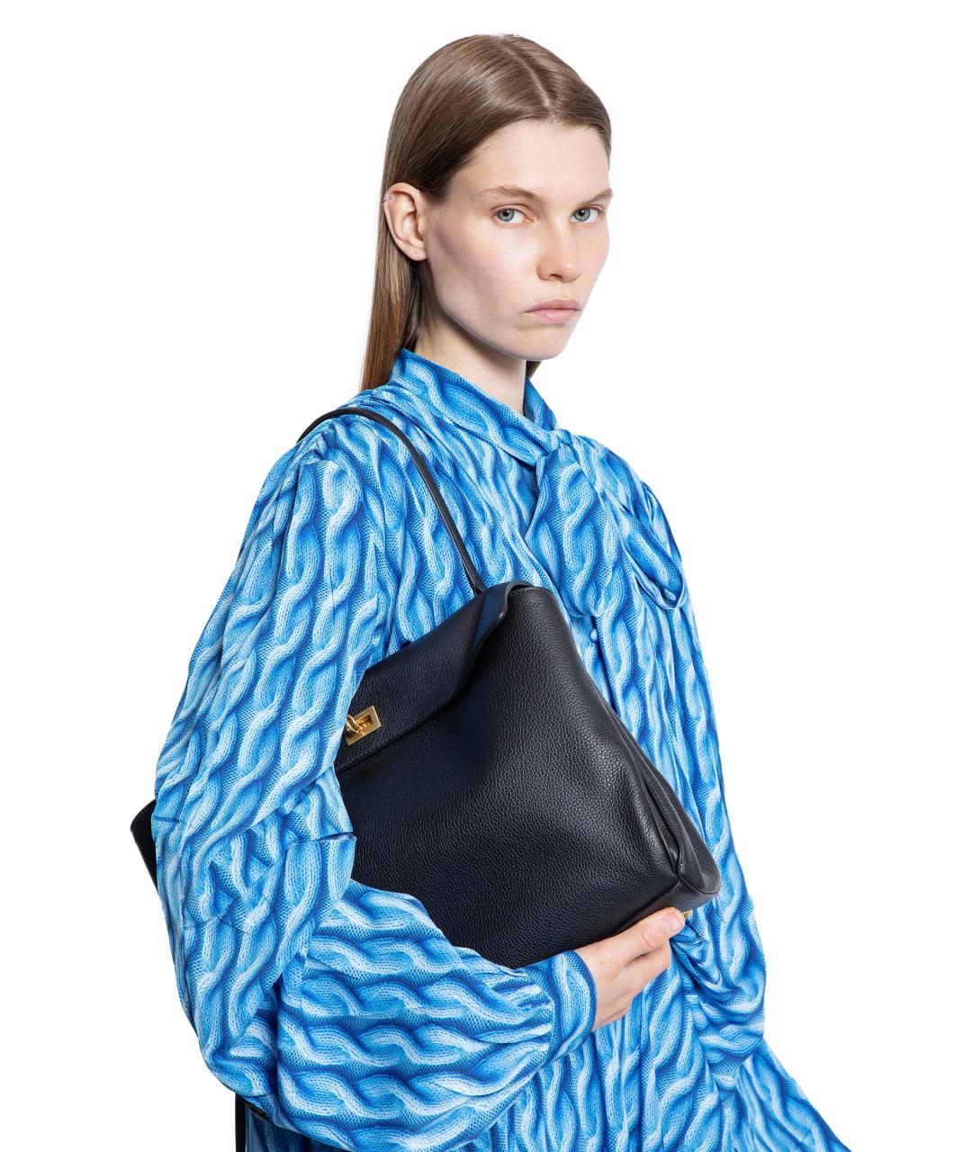 BALENCIAGA Черная кожаная сумка тоут, фото 8