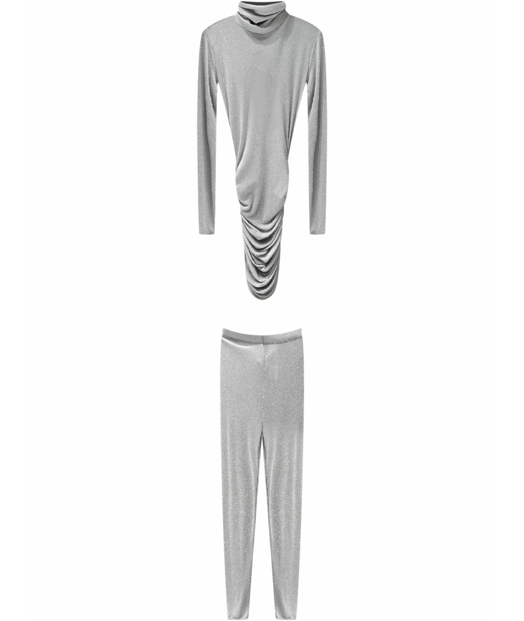 ELISABETTA FRANCHI Серебрянный вискозный костюм с брюками, фото 1