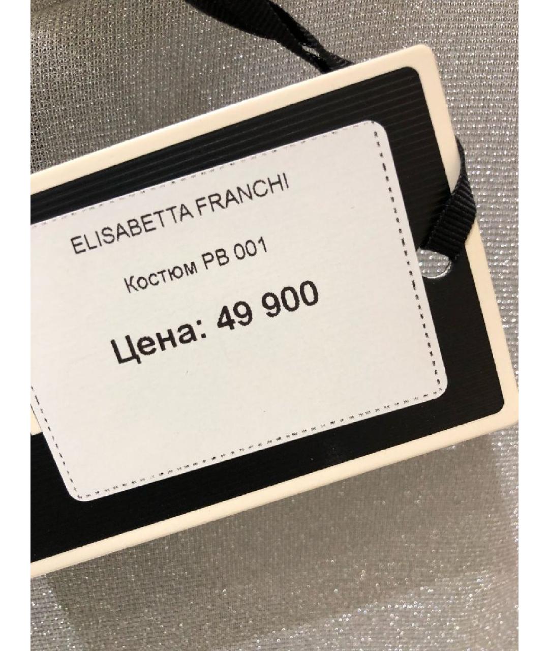 ELISABETTA FRANCHI Серебрянный вискозный костюм с брюками, фото 6