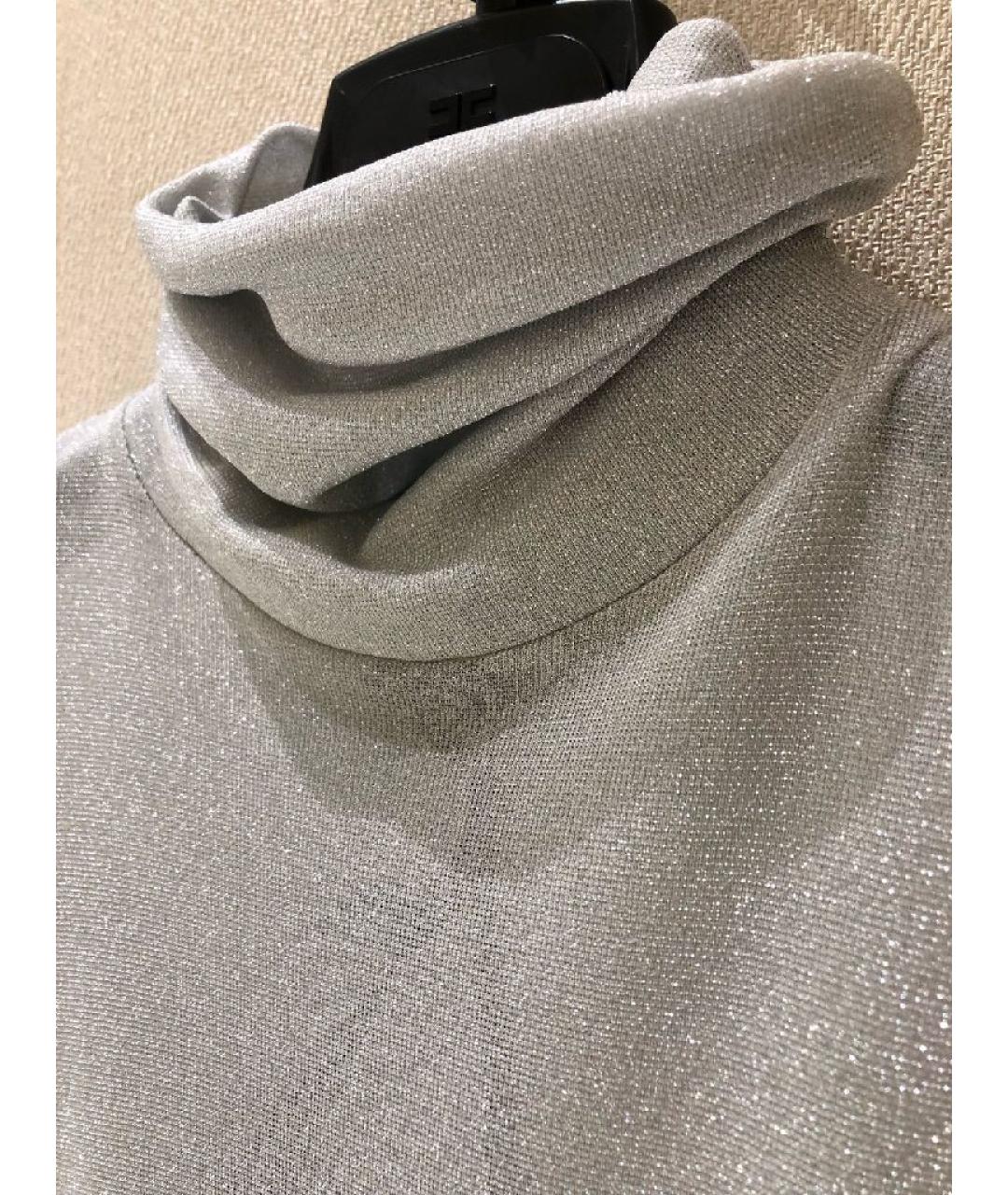 ELISABETTA FRANCHI Серебрянный вискозный костюм с брюками, фото 4