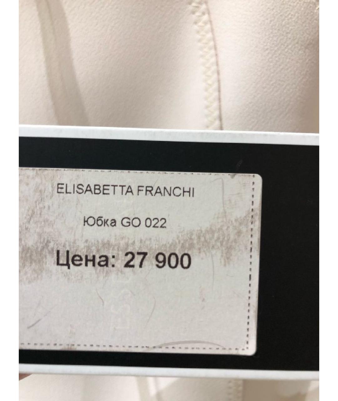 ELISABETTA FRANCHI Белая полиэстеровая юбка миди, фото 4