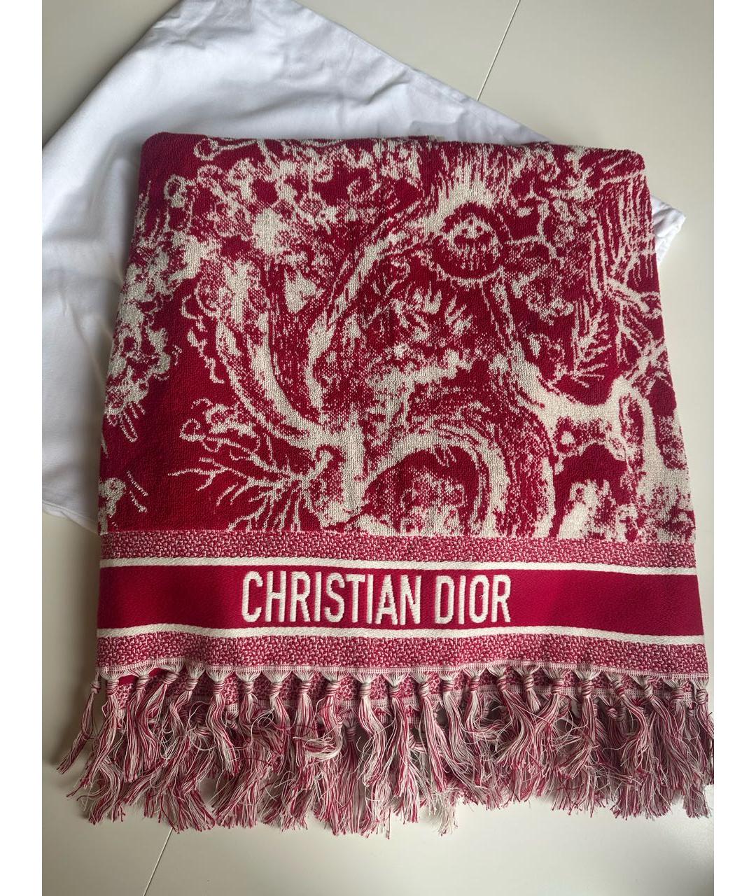 CHRISTIAN DIOR Красное хлопковое парео, фото 5