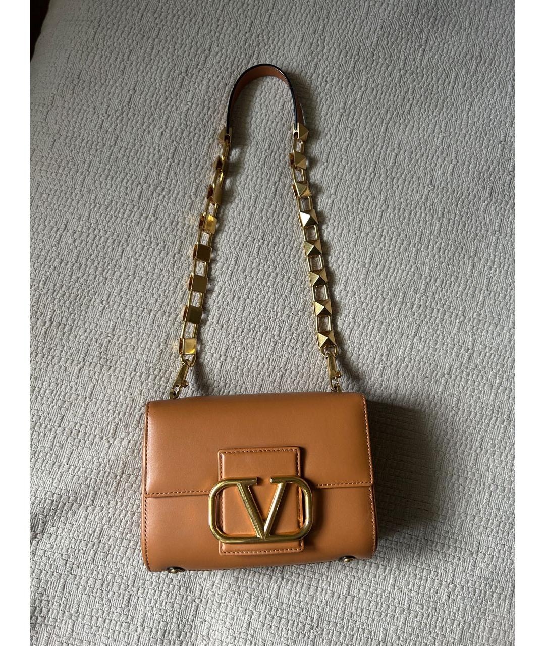 VALENTINO Коричневая кожаная сумка через плечо, фото 9